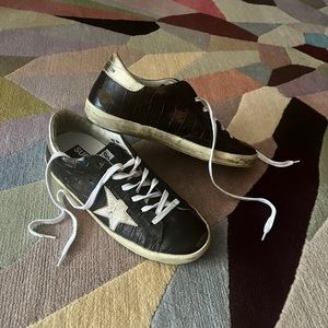 Golden Goose Super-Star Brown Crocco Gold Sneakers—202 out of 250